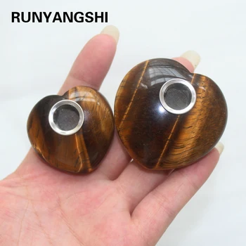 

Natural tigereye Love-shaped pipe Smoking Pipe Heart Shaped Striped Love Healing Gemstones Heart Tobacco pipes