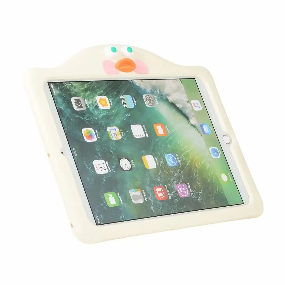 Green For iPad 9.7 A1822 A1823 A1893 Case Cute duck Pattern Kids cover For iPad Air 1 A1474 A1475 A1476 Silicon stand cases - Color: Green