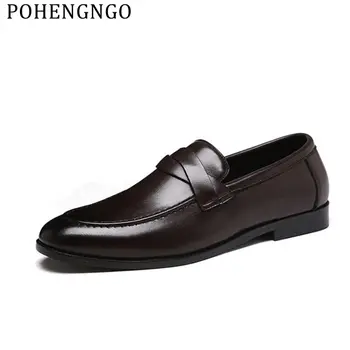 

Italy Retro Men Pointed Dress Business Shoes Breathable Casual Men Oxford Office Slip-on Luxury Men Party Wedding Shoes