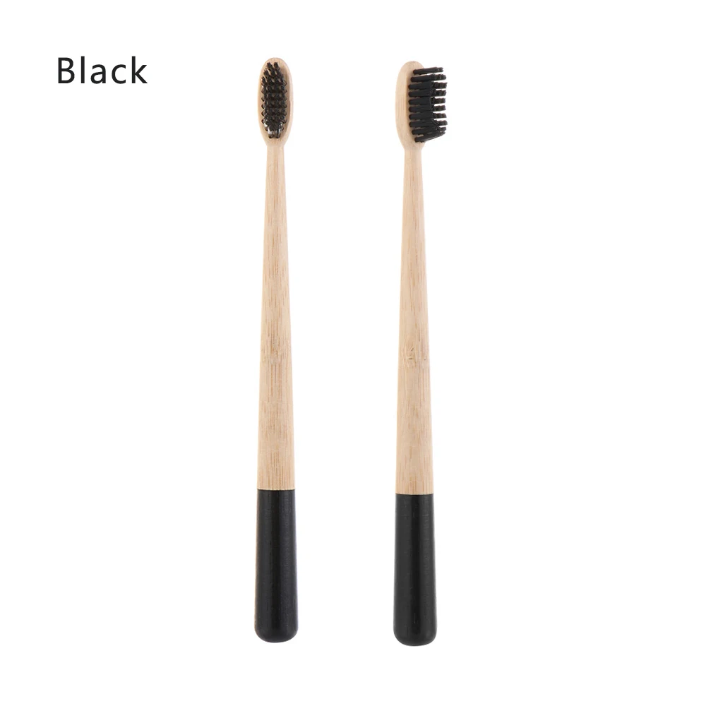 1PC Bamboo Toothbrush Vegan Biodegradable Eco Soft Medium Dental Health Natural Brush Wood Handle Oral Hygiene Care Tools - Цвет: black