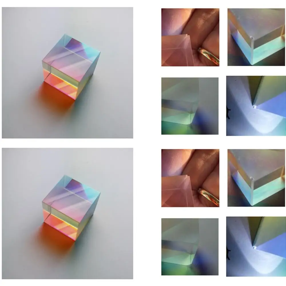 Красочный комбинированный сплиттер крест дихроический куб RGB Призма Оптическое стекло треугольная призма для обучения светильник физика спектра 20 мм