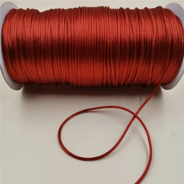 2MM  Chinese Knot Line Cord Silk Satin Nylon Cord 35colors for DIY String Necklace Bracelets 20meters Lot Red coffee 713