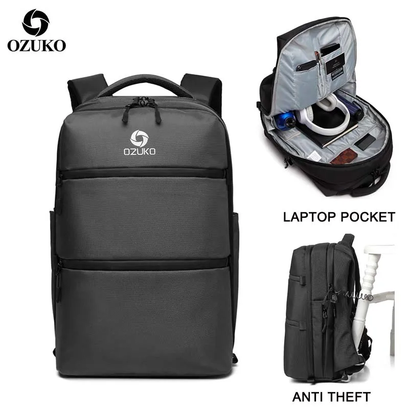 

OZUKO Brand Fashion Anti-theft Backpacks Men15.6" Laptop Back Pack Business Men Lock Style Laptop Bags