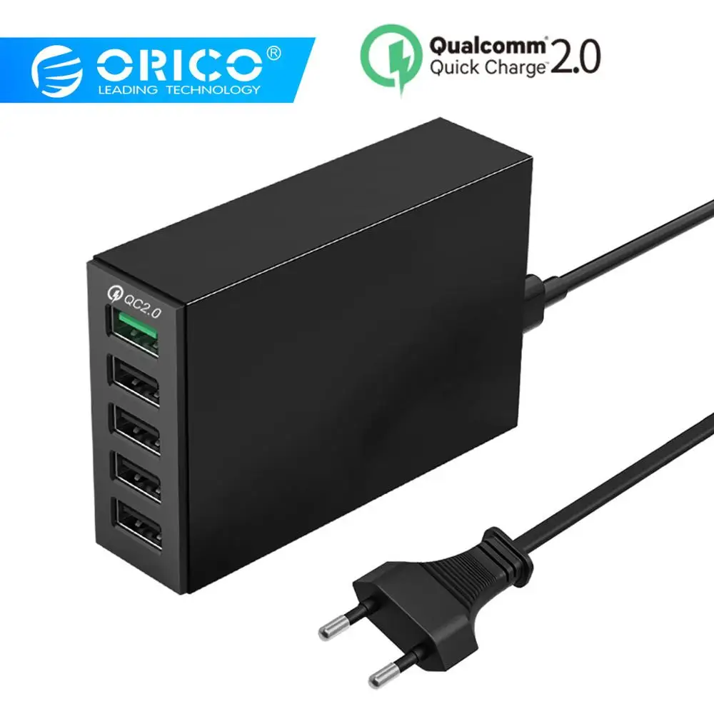 ORICO 5 портов USB зарядное устройство QC 2,0 5V8A 40 Вт максимальное настольное быстрое зарядное устройство для iPhone samsung S6 Xiaomi huawei EU зарядное устройство