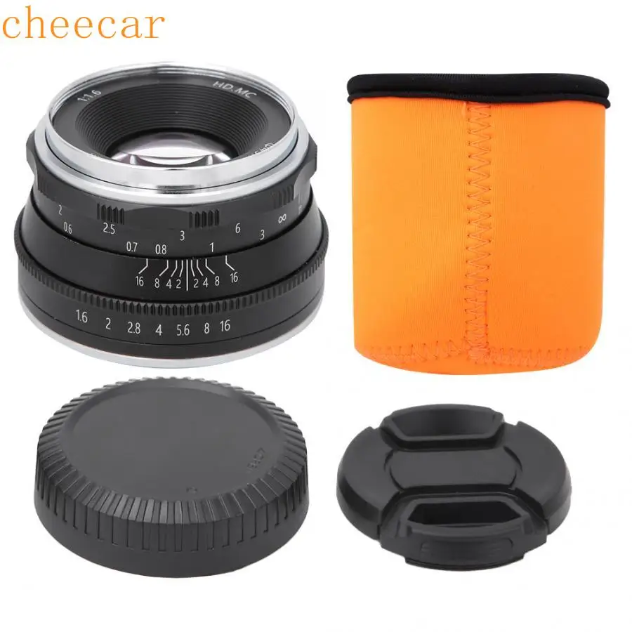 Cheecar-35mm f1.6 ручная APS-C prime без отражателя камера ручная фокусировка объектива, для eos-m, для sony-e, для fuji-x, для M4/3