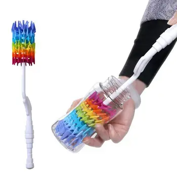 

Newborn Baby Bottle Brush 360 Degree Rotating Long Handle Silicone Head Baby Milk Feed Bottle Clean Brush