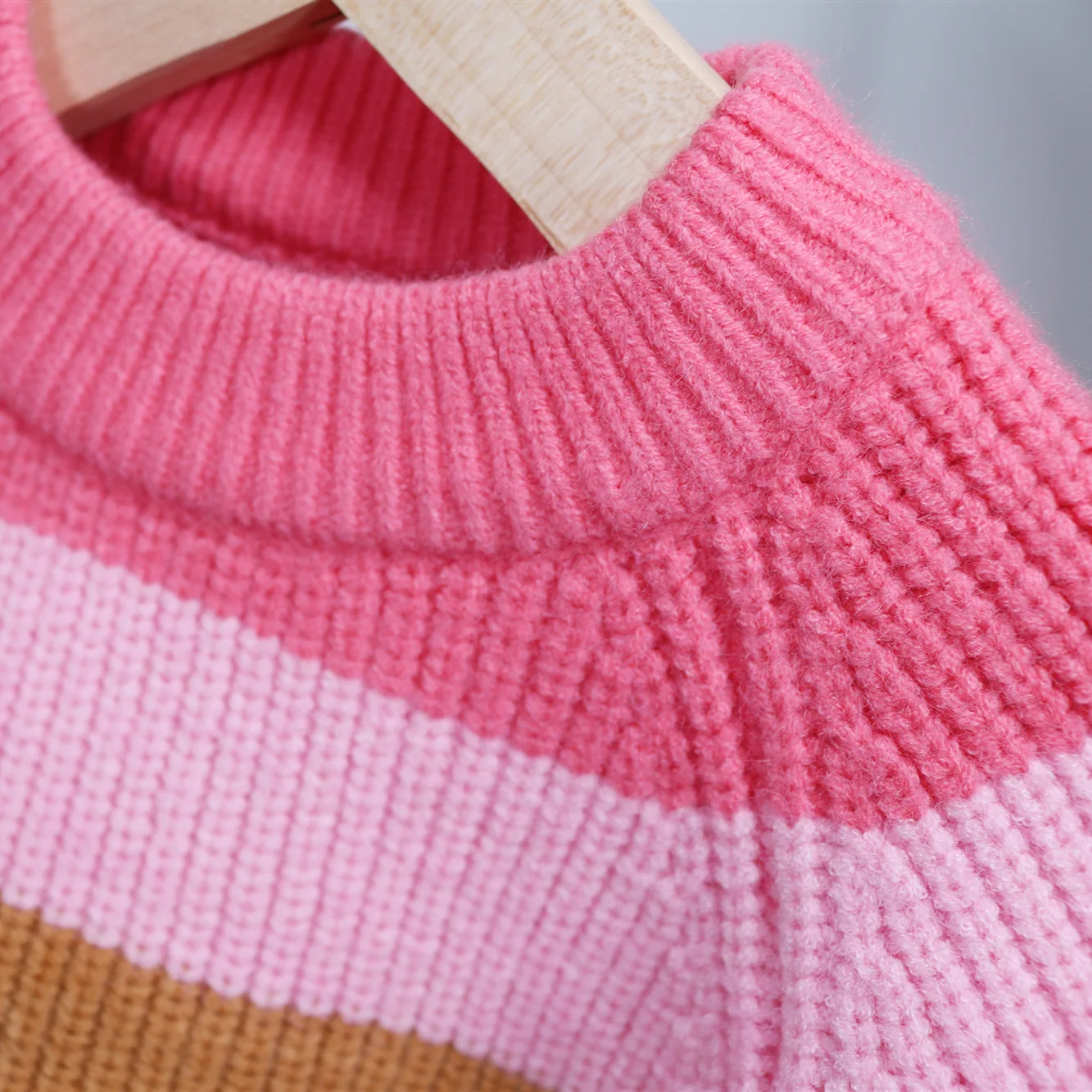 

Girls Autumn And Winter Rainbow Sweater 2019 Korean-style Children Stripes Contrast Color Core-Spun Yarn Knitted Jacket