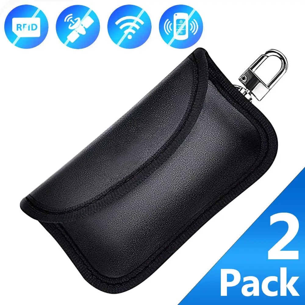 Car Key Signal Blocker Pouch Case [ 2 PACK ] Mini Faraday Bag for Car Keys Keyless Entry Fob Guard Signal Blocking Pouch Bag Saf
