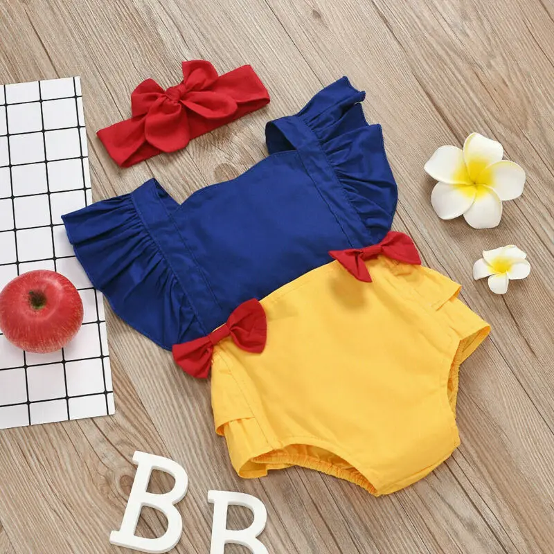 소녀 바디 슈트 여름 옷 2024 Backless Bowknot Ruffles 패치 워크 점프 슈트 for Kids 베이비 아이템 의류