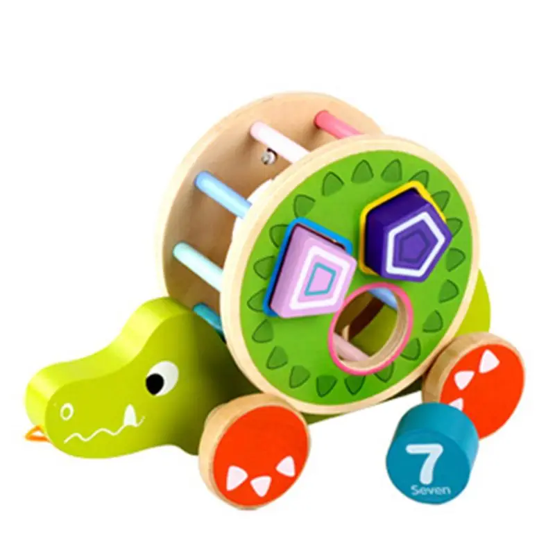 HBB, 1 шт., деревянный сортировщик, игрушка для автомобиля, мультяшное животное, ежик, улитка, крокодил, лиса, в форме малыша, обучающие игрушки для прогулок, подарки - Цвет: Crocodile