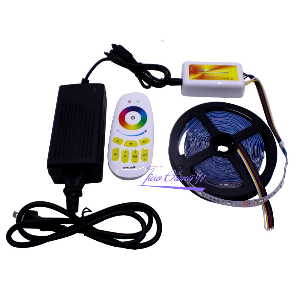 5 м RGBCCT 90led/M светодиодная лента 5050 RGB+ 2835 белый/теплый белый+ 2,4G RF RGBWC контроллер+ 12 В 6A мощность