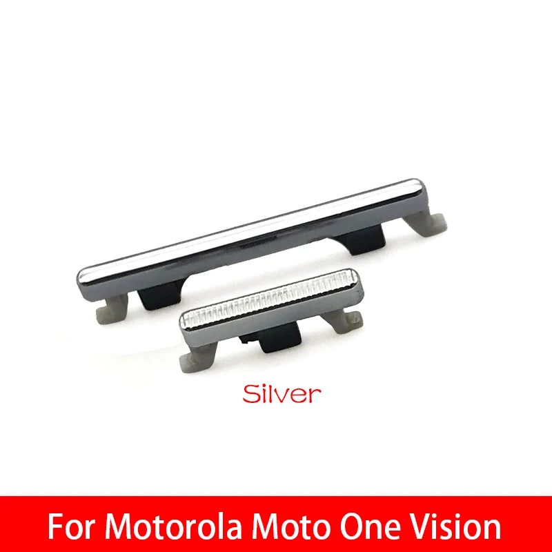 10 шт./лот, боковой ключ питания+ Кнопка громкости для Motorola Moto One Vision запасные части - Цвет: Серебристый
