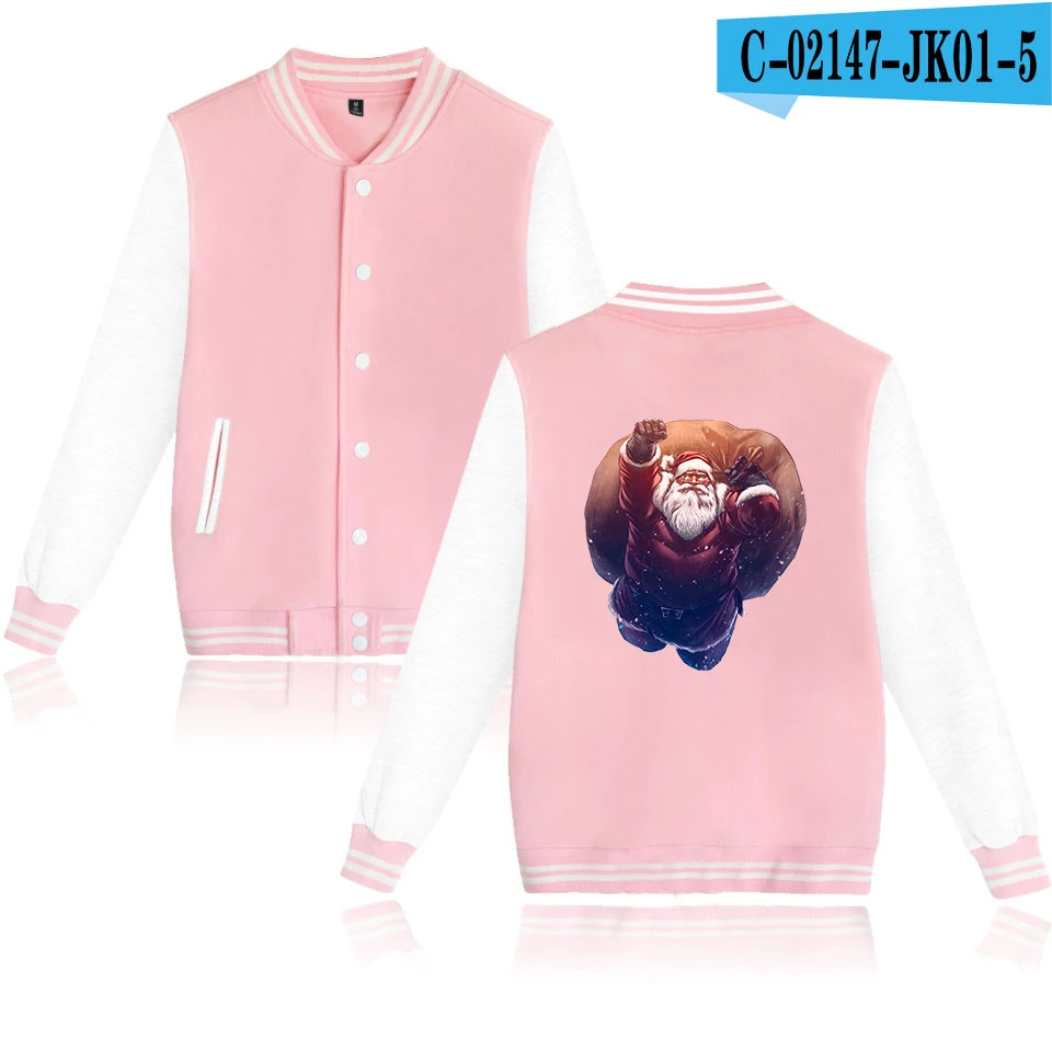 Рождественский фестиваль бейсбольная форма мужская одежда Harajuku Slim fit Хлопок Мода бейсбольная куртка кэжуал - Цвет: pink