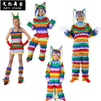 

new family Colorful cans Girls Cosplay Costume Halloween Outfit Adult Women gift for kid Fantasia Party Fancy Dress
