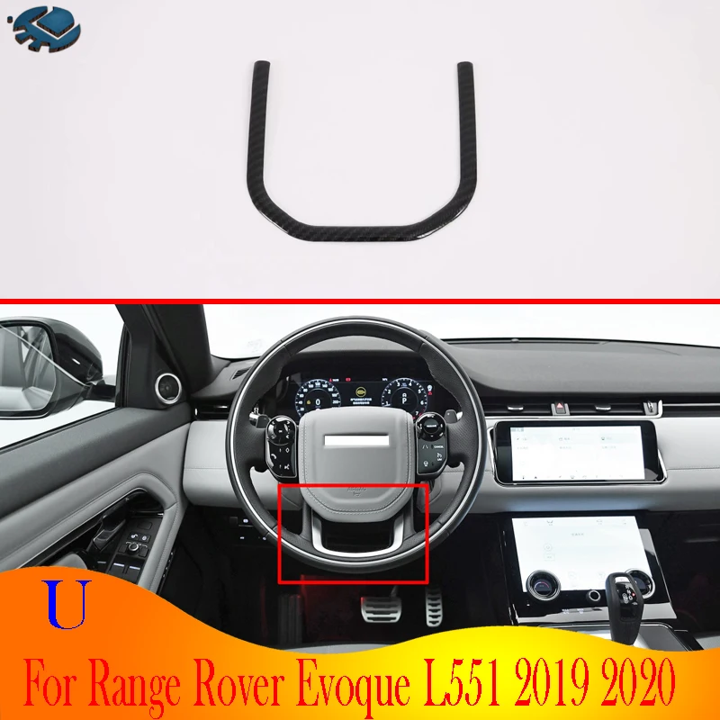 

For Range Rover Evoque L551 2019 2020 Car Accessories Carbon Fiber Style Steering U Wheel Panel Cover Bezel Trim