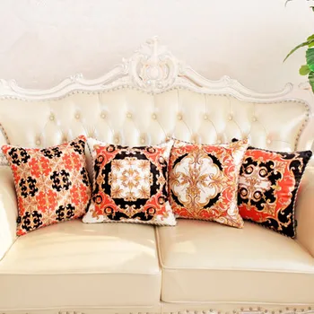 

45x45cm retro baroque cushion cover for backrest luxury court style red black white velvet pillow cover sofa lumbar pillow case