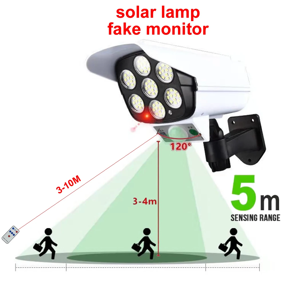 Haut / Caméra factice / Éclairage extérieur / 77 LED / Solar / Détecteur de  mouvement