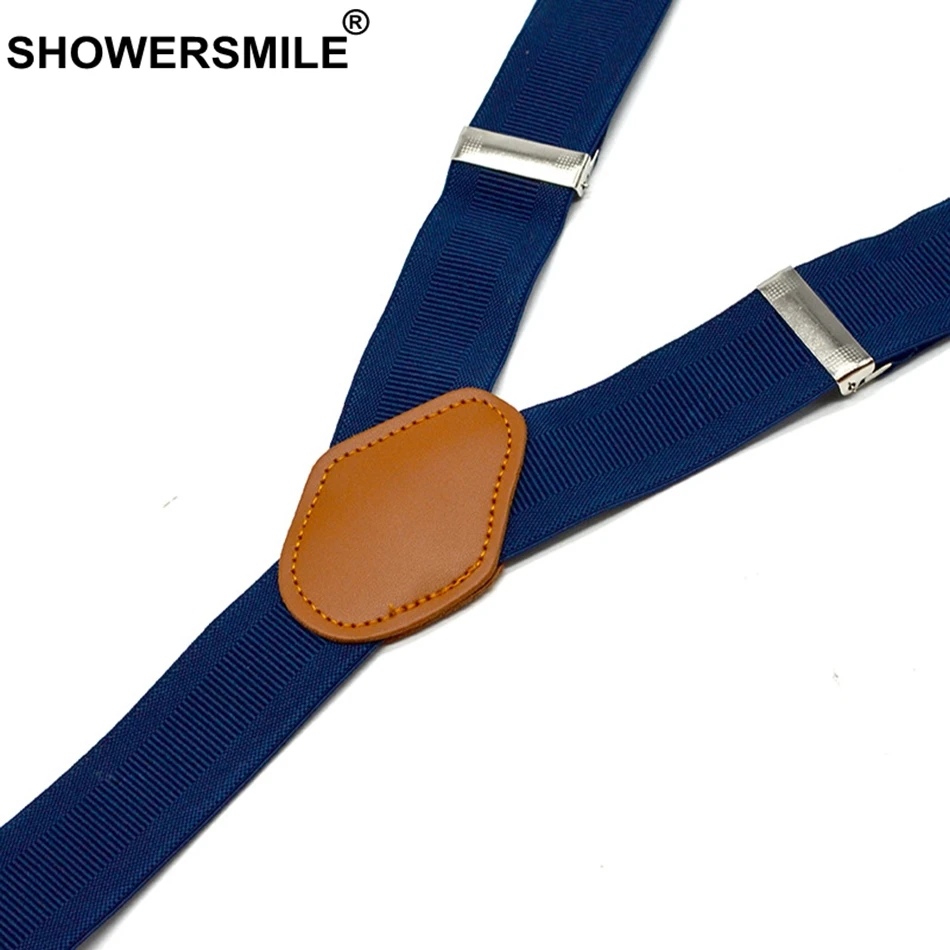 SHOWERSMILE темно синие штаны на подтяжках для мужчин мужские брюки с поясом