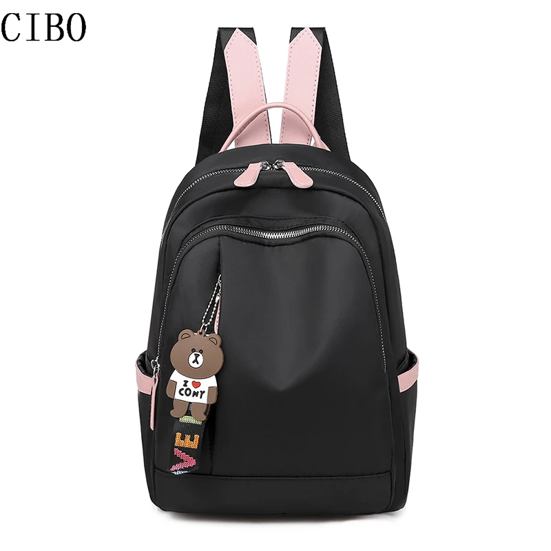

2019 Women's Backpack Pendant Fashion Simple Solid Color Bag Quality Oxford Cloth Backpack Waterproof Leisure Travel Backpack