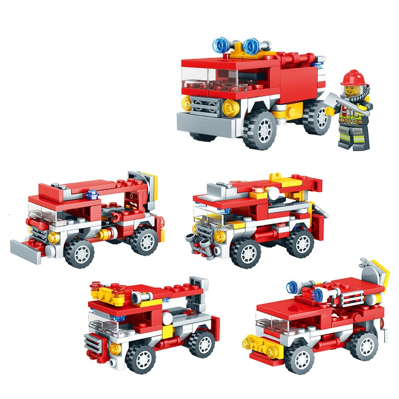 

Fire Control Rescue Command Vehicle Helicopter Assembling Building Blocks