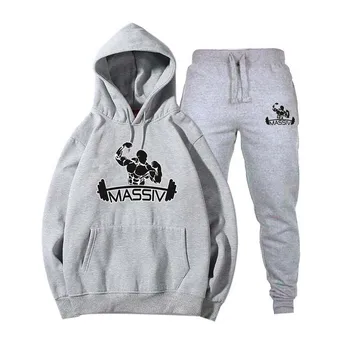 

New 2019 Brand Tracksuit men thermal underwear Men Sportswear Sets Fleece Thick hoodie Pants Sporting Suit Malechandal hombre