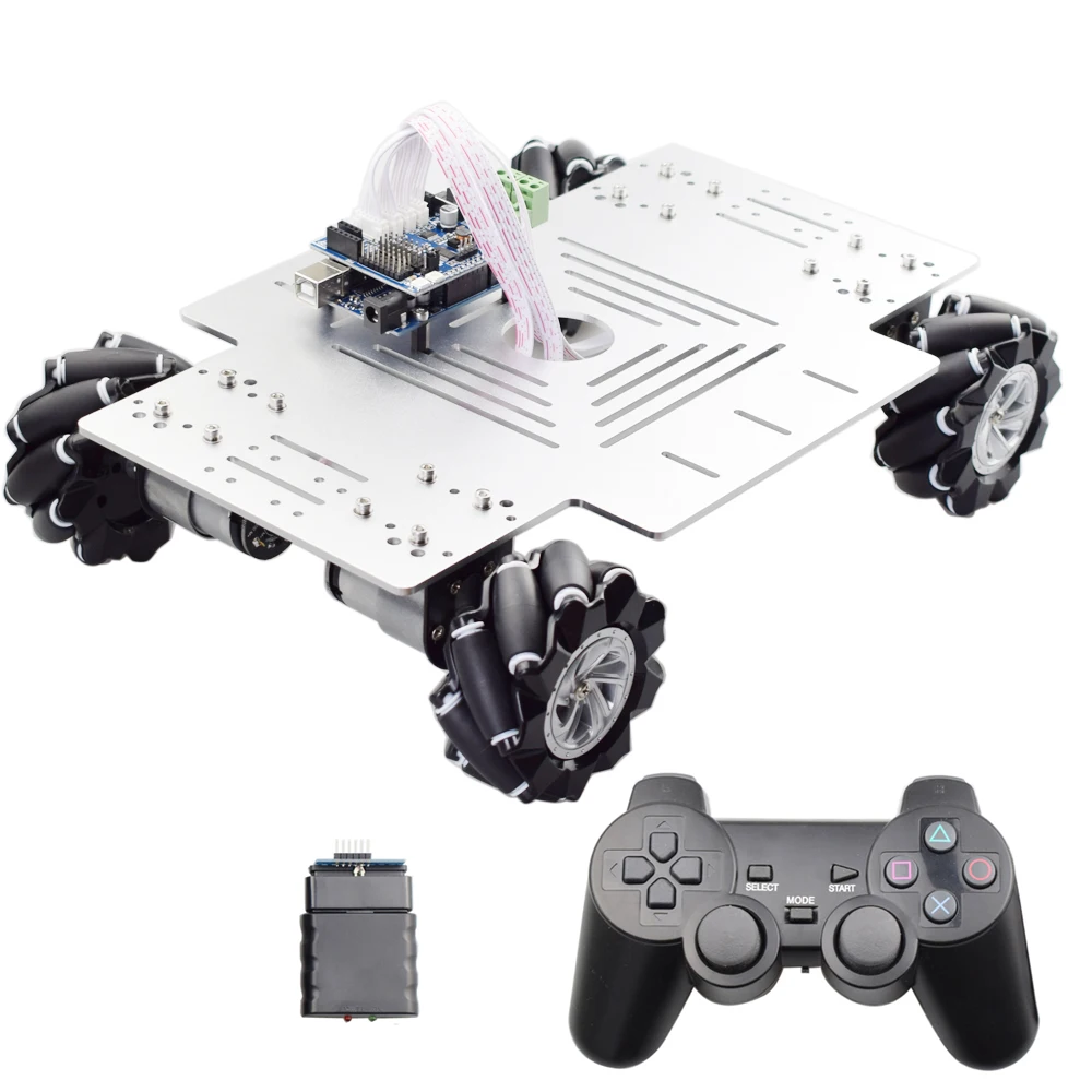 PS2 HC 06 RC Arduino большой Mecanum колеса робот шасси автомобиля комплект с блоком питания