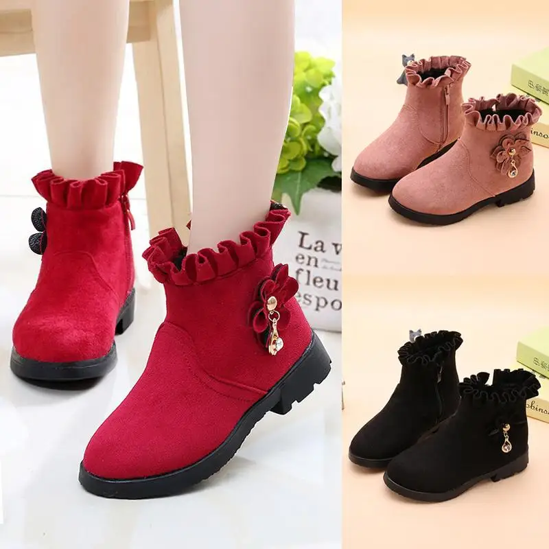 Ботинки для девочек 2018 детские зимние ботинки принцессы с бархатом новая зимняя