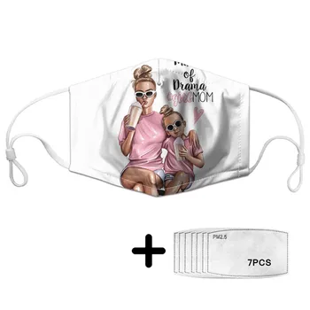 

Fashion Pink Girls Mouth Mask Super Mom Printing Women's Protective Mask with PM2.5 Children Dust Face Masks for Kids Tapabocas
