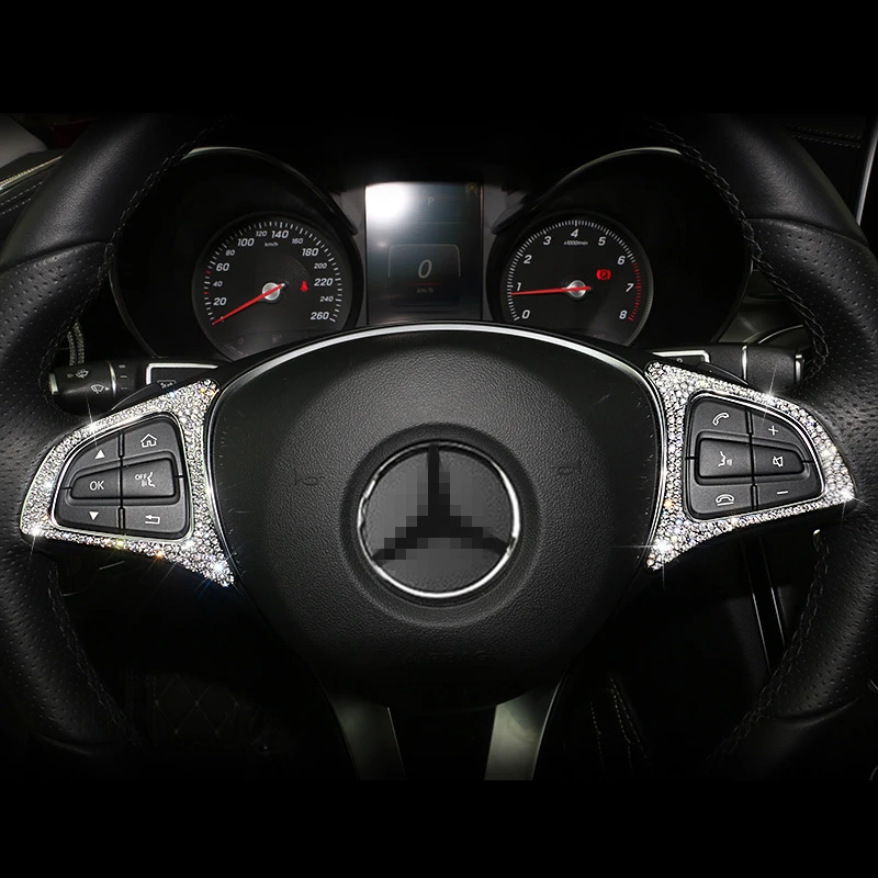 1 комплект Алмазный руль декоративная рамка для кнопки для Mercedes Benz C Class W205/E Class W213/GLC X253 автомобильный стильный интерьер