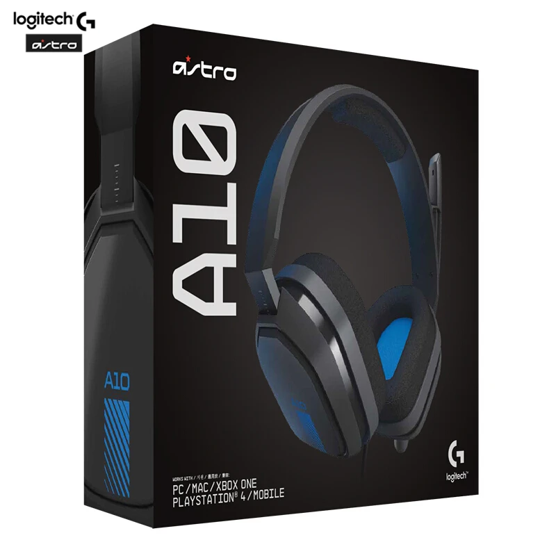 Синий Проводная гарнитура logitech ASTRO A10 Игровые наушники с шумоподавлением для playstation 4, PS4, Xbox One, PC, Mac, Switch - Цвет: Синий