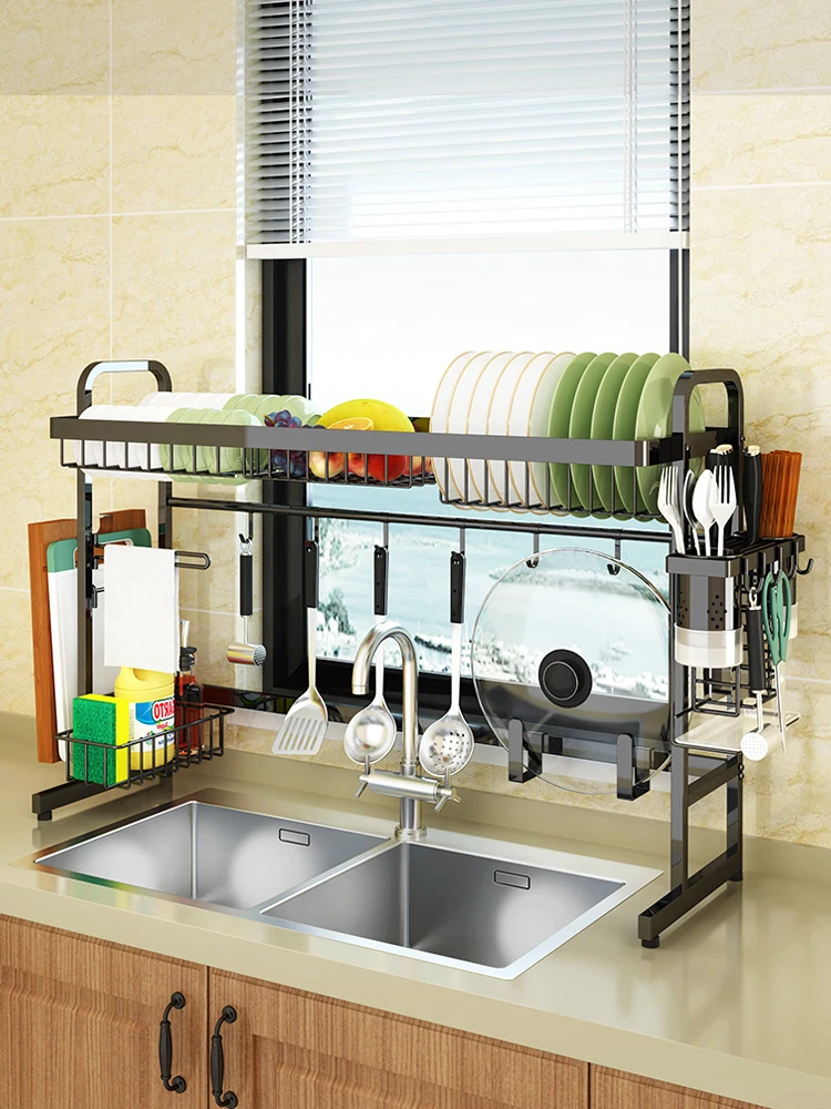 

304 stainless steel sink drainage rack kitchen shelf dishes chopsticks kitchenware shelf dishwasher sink