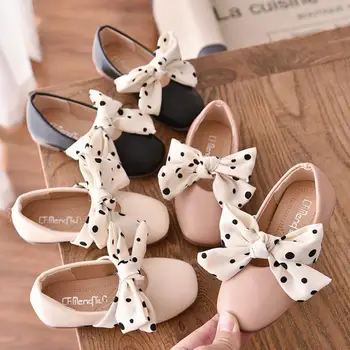 

Children girls shoes Girls big dot bowknot Shoes Flat princess Shoes 21-30 TI2080 TX07