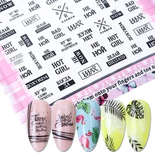 1 шт. буквы наклейки для дизайна ногтей 3D Черно-белые листья адегезивный слайдер цветы Животные декоративные наклейки наконечники аксессуары BEF554-595