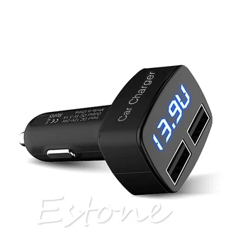 

4 In 1 Dual USB Car Charger Adapter Voltage DC 5V 3.1A Tester For iPhone PHONE