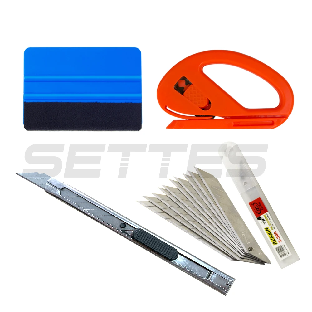 4pcs/lot Car Vinyl Wrap Film Squeegee Scraper Tools Vehicle Sticker Installation Kit Cutter Knife Car Styling Auto Accessories