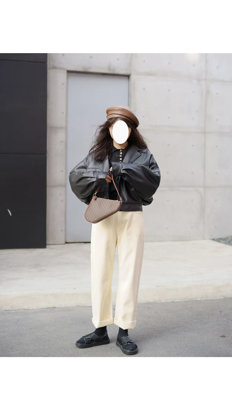 LANMREM New Autumn And Winter Coat Loose Korean Version Of The Solid Color Jacket Top Short Thick PU Leather Women 19B-a263