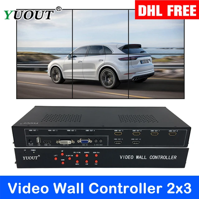 YD-TV06 3x2 2x3 6x1 видео настенный контроллер HDMI+ VGA+ DVI+ USB светодиодный/ЖК-дисплей Поддержка вращения на 180 градусов комбинированный процессор 3x2 3x1 4x1