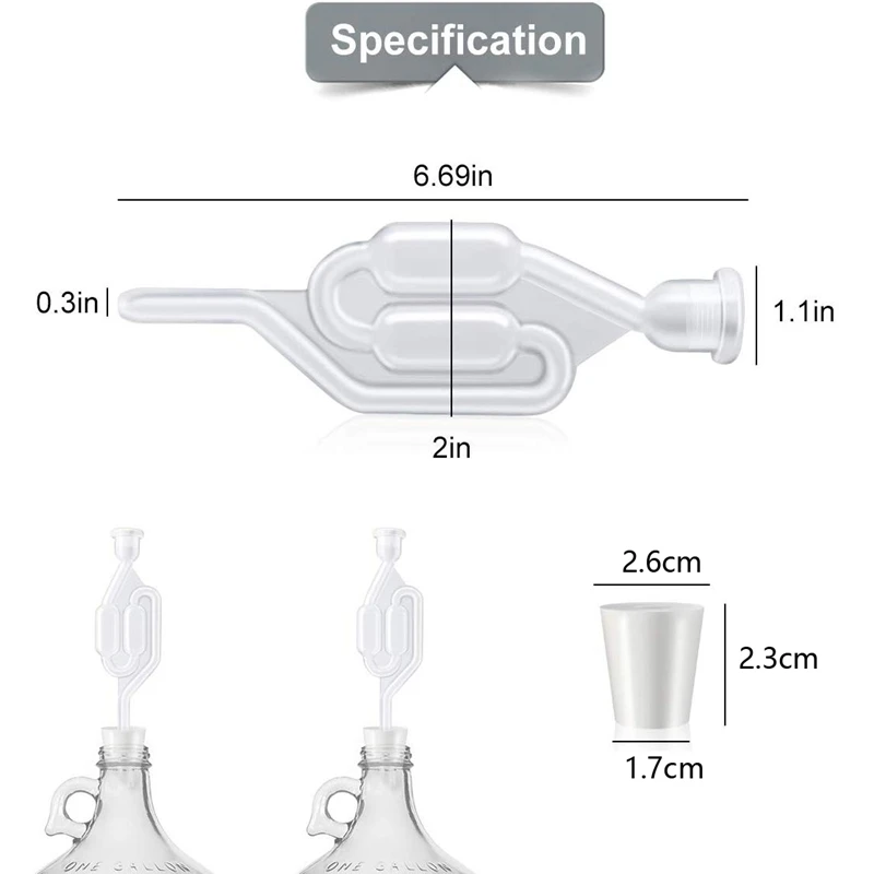 Fermentation Airlock,Brewing Airlock Wine Airlock Beer Airlock with Rubber Airlock Stopper Plugs Airlock Twin Bubble Airlock for