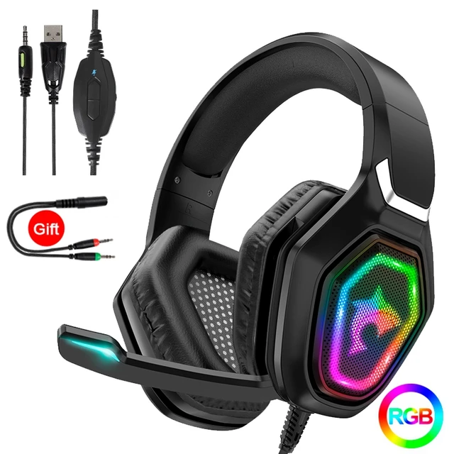 Gamer Headset Wired Microphone Ps5  Headphones Microphone Lights Pc -  Headset Led - Aliexpress