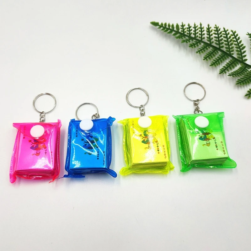 1pc Portable Mini Playing Cards Poker Keychain Small Board Game Key Chain 4&times;3cm,playing cards,plastic playing cards,poker set