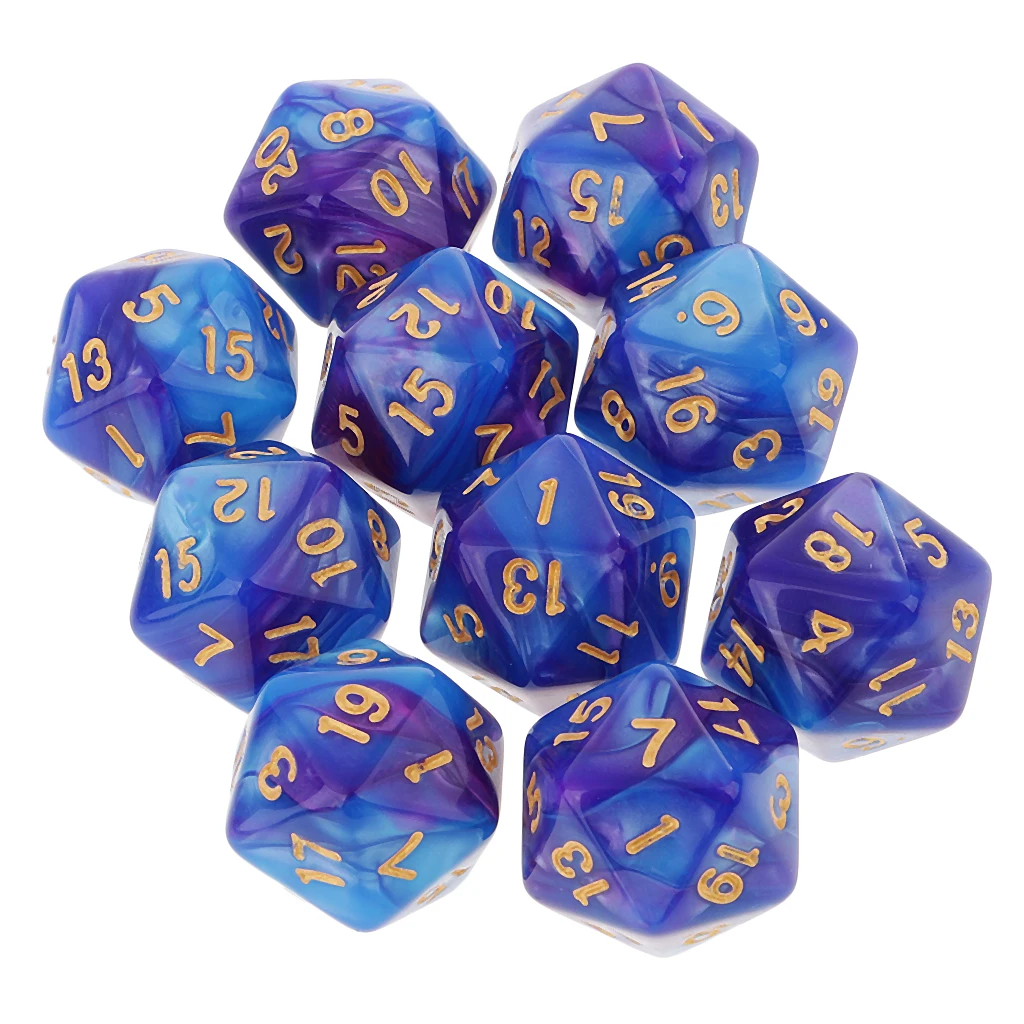 20 Sided D20 Dices Double Colors Dice for Playing Dungeons and Dragons D&D RPG Board Game Favours and Math Teaching, Pack of 10