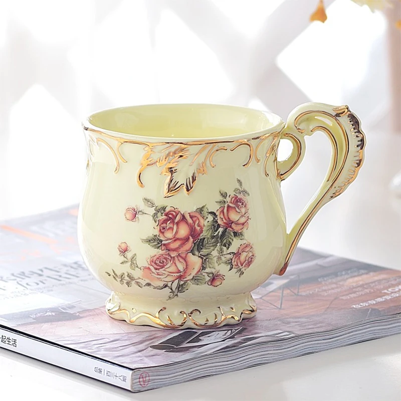 Mug Высокое качество Lvory фарфоровая кофейная чашка бьющаяся Западная керамика кофейная чашка тарелка Роза кофейник набор - Цвет: Mug