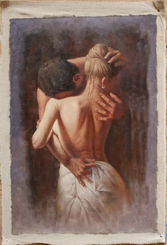 

High qualielty Oil Painting ORIGINAL Impressionist art painting, embracing lover on Canvas hand painted free shipping