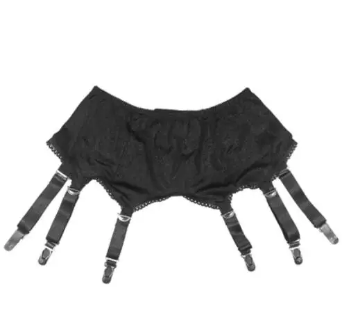 Mesh Garter Belt Plus Size Black Suspender Belt with Six Straps Metal Clip for Women's Stockings Lingerie 3XL