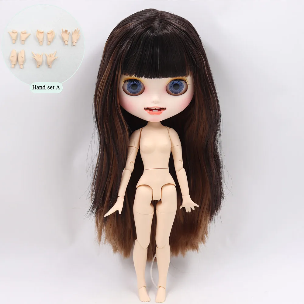 Ледяной обнаженный Blyth Кукла № BL9158/0312 коричневый mixedhair резные губы открытый рот матовая индивидуальные лица сустава тела 1/6 bjd - Цвет: like the picture
