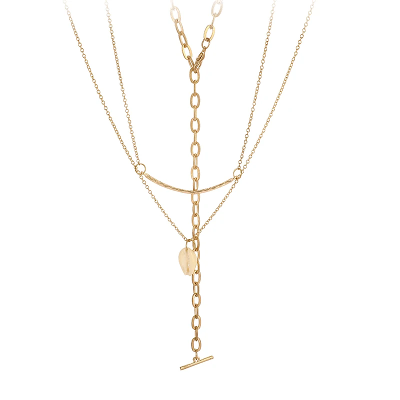 Tocona Bohemian Beach Natural Shell Stone Pendant Necklace for Women Long Chain Geometry Summer Jewelry Drop Shipping 8996