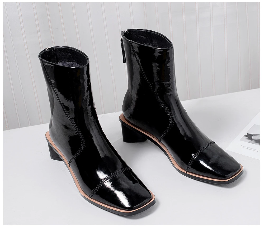 SOPHITINA/удобные ботинки с квадратным носком; модная обувь из высококачественной натуральной кожи с круглым носком на молнии; женские ботильоны; PO295