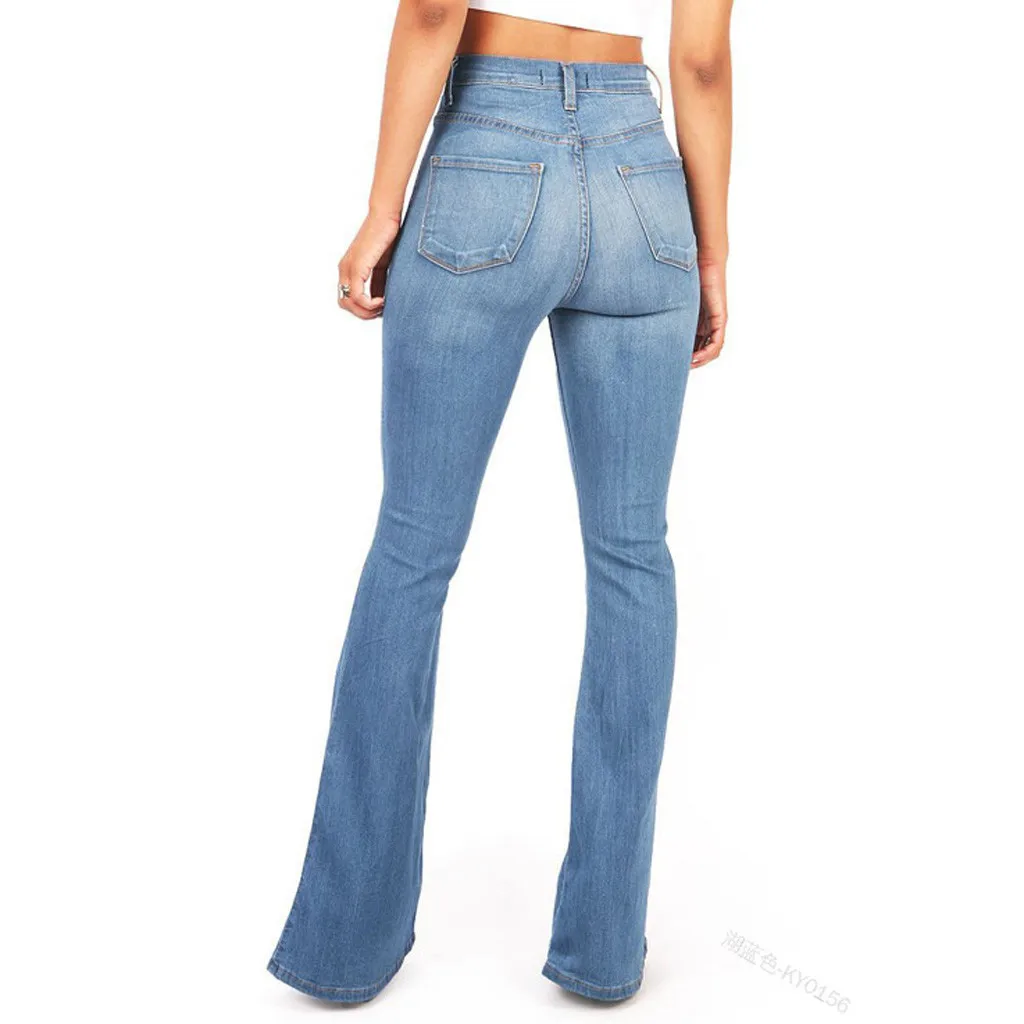 KANCOOLD Модные с высокой талией женские джинсы клёш клеш джинсовые женские узкие джинсы ретро женские широкие брюки