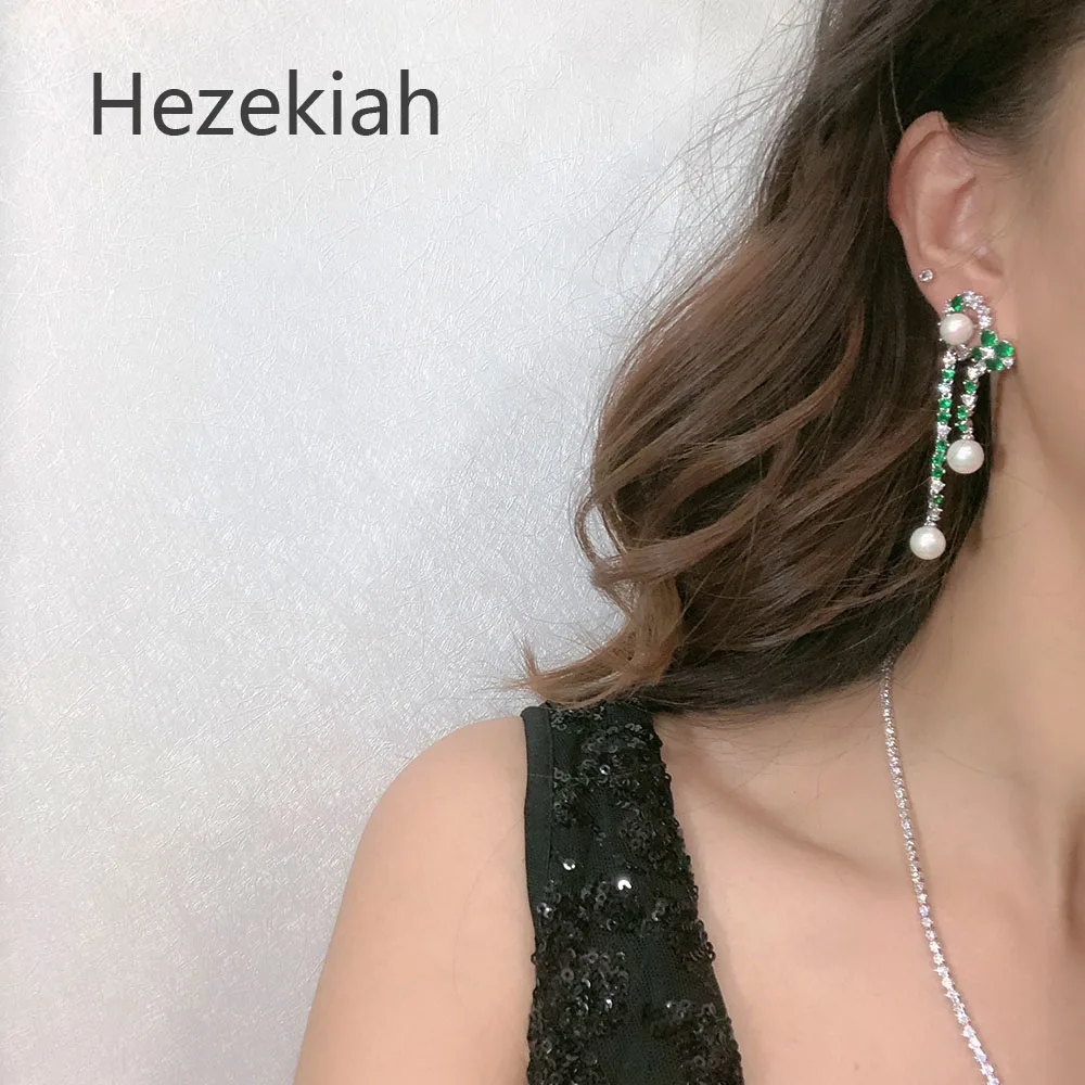 Hezekiah S925 серебряные серьги,, Индивидуальные Зеленые женские серьги для танцев, вечерние серьги высшего качества для женщин