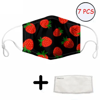 

THIKIN Cute Strawberry Print Women Dustproof Elastic Mouth Cover Face Mask Girls Breathable Protection Mouth Mask Non-disposable